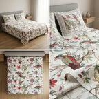 Floral King Size Bedsheet with Designer Lace Pillow Covers (108 x 108 Inches) Product Code:- 55B1150RKEH