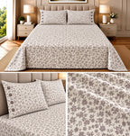English Floral Cotton Bedsheet with 3-Button Pillow Covers – 2.5m × 2.7m