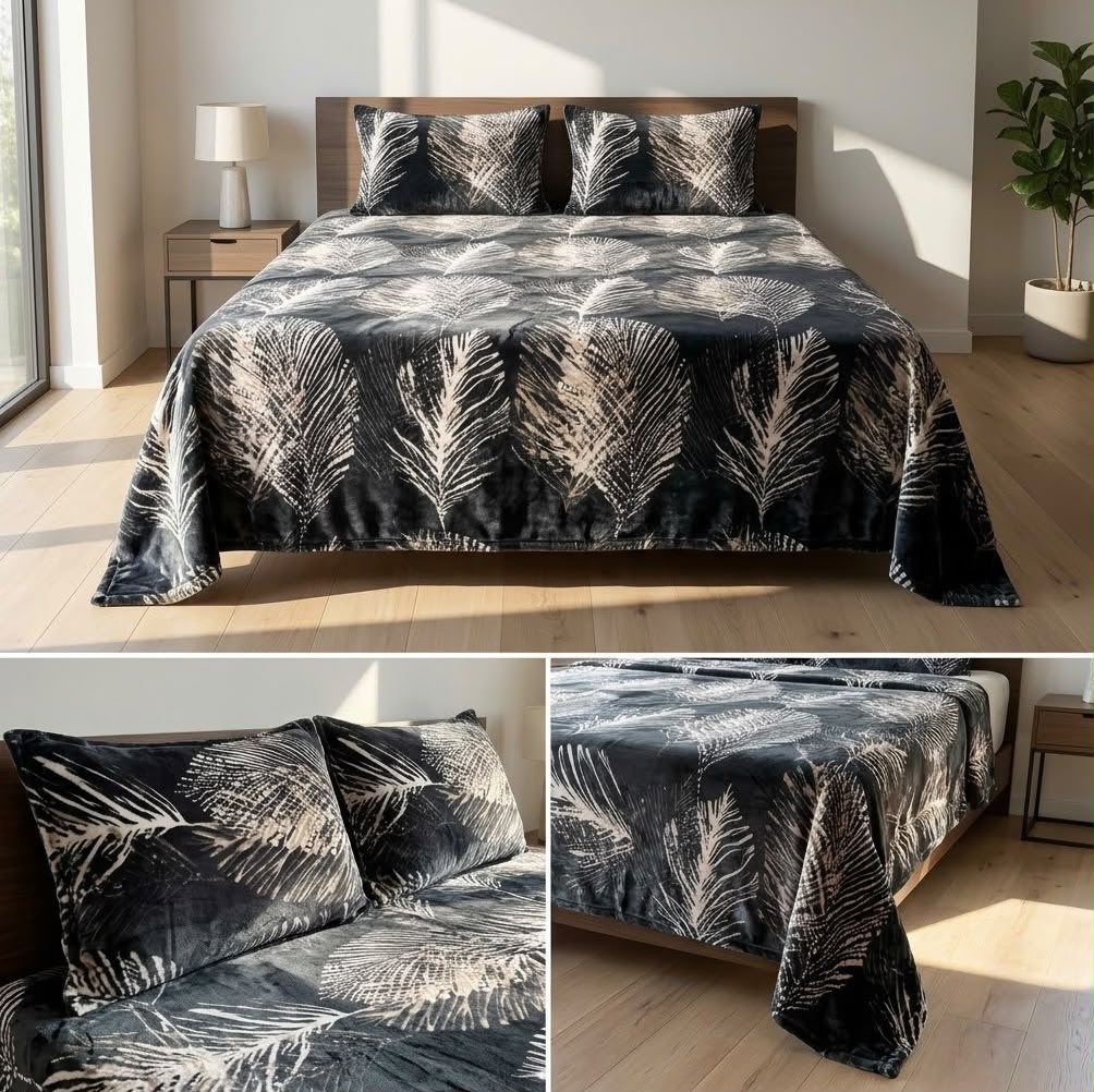 Plush Winter Bedsheet Set – Ultra Soft & Cozy King Size (3 Pcs)