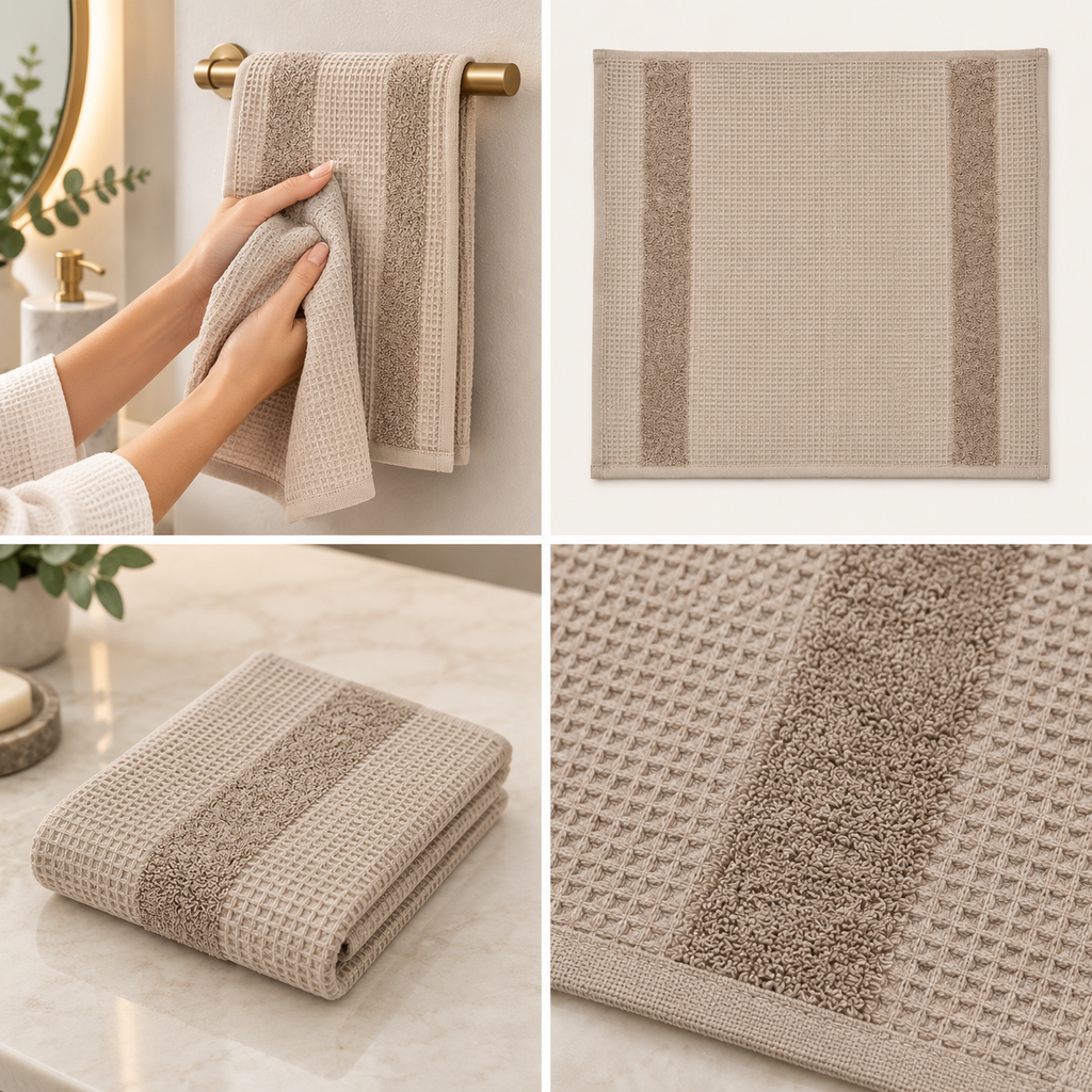 Luxe Waffle Terry Cotton Hand Towel – 40 × 60 CM | Textured Everyday Towel