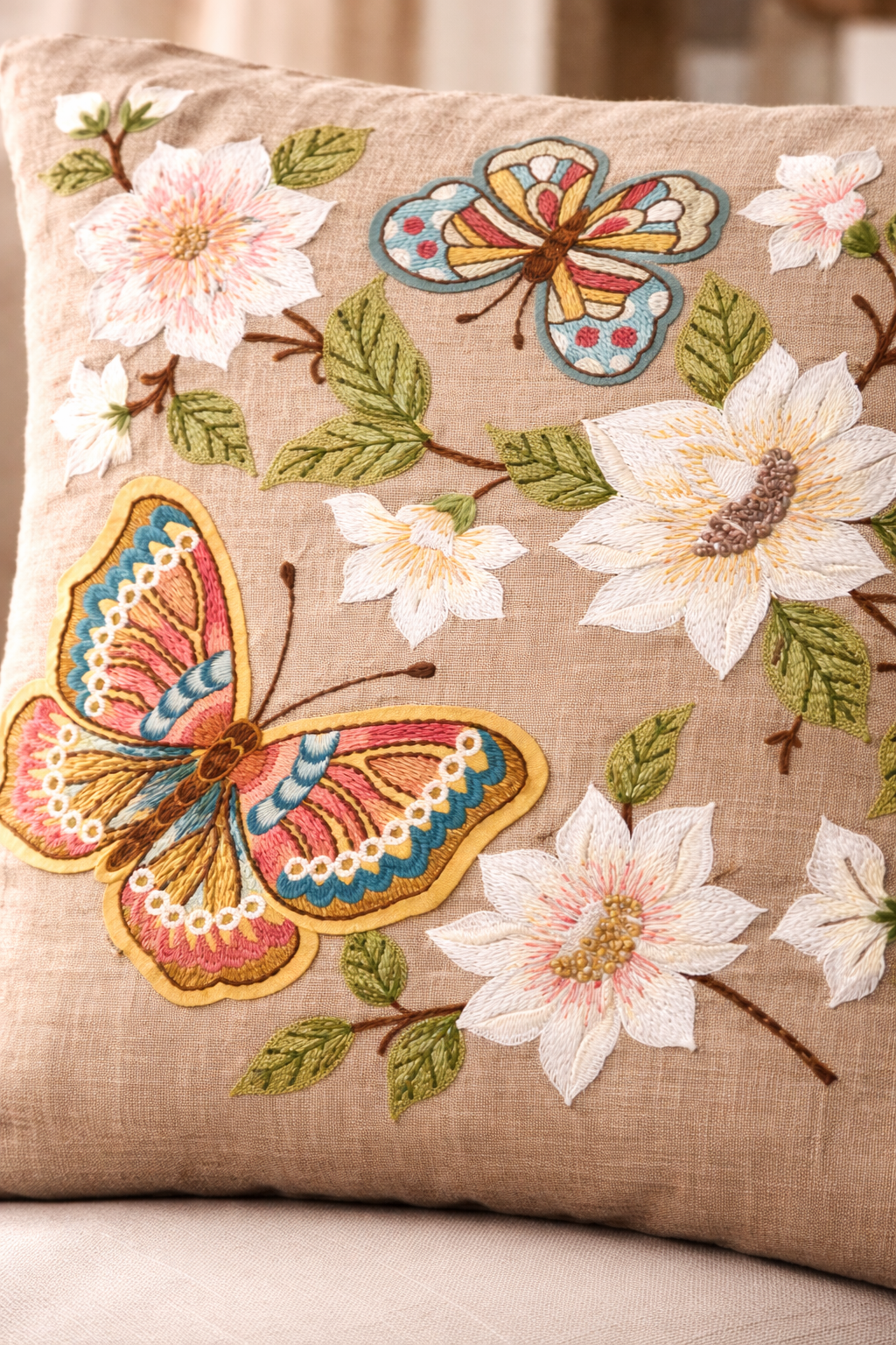 Hand Embroidered Cushion Covers – 20 x 20 Inch (Cotton Base)
