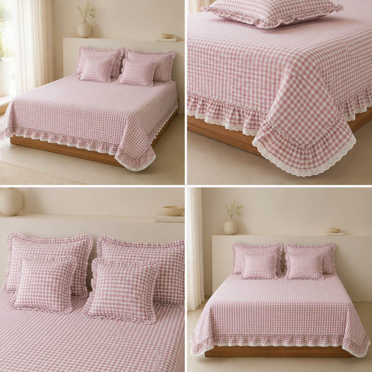 European Checkmate 5Pcs Quilted Bedcover 100% Pure Cotton