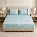 Fitted Bedsheet Pure Cotton with 2 Pillow Covers - 108 by 108 inch Product Code :- 55B105RKEH