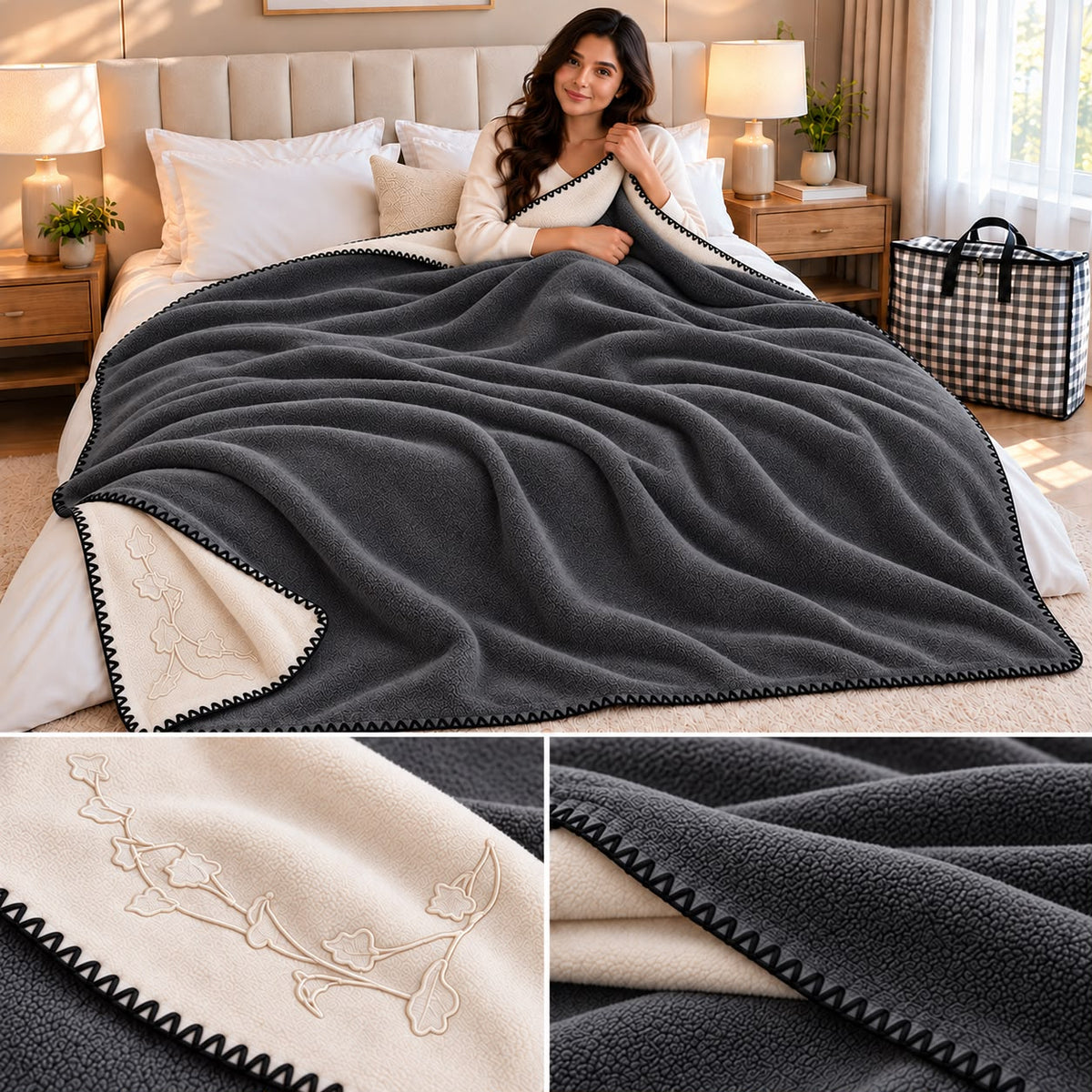 Plain Japanese Blanket – King Size | Reversible Soft & Cosy Dual-Tone Comfort