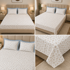 English Floral Print King Size Bedsheet with Lace Pillow Covers – 250 × 270 cm