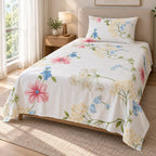 Printed Single Bedsheet Set – 2 Pcs (1 Bedsheet + 1 Pillow Cover) 100 % Pure Cotton