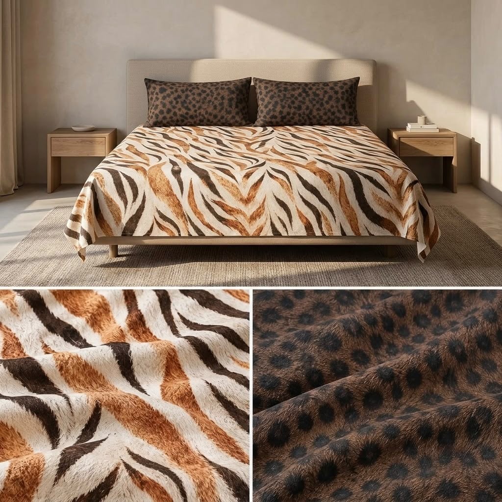 Wild Safari Luxury Animal Print Thick Cotton Bedsheet Set – King Size 3 Pcs