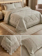4-Piece Luxury AC Comforter Set with Lace Detailing – King Size