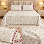 English Floral Lace Bedsheet Set – King Size 3 Pcs | Product Code :- 55B128RKEH