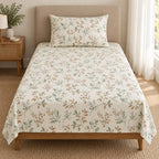 Printed Single Bedsheet Set – 2 Pcs (1 Bedsheet + 1 Pillow Cover) 100 % Pure Cotton