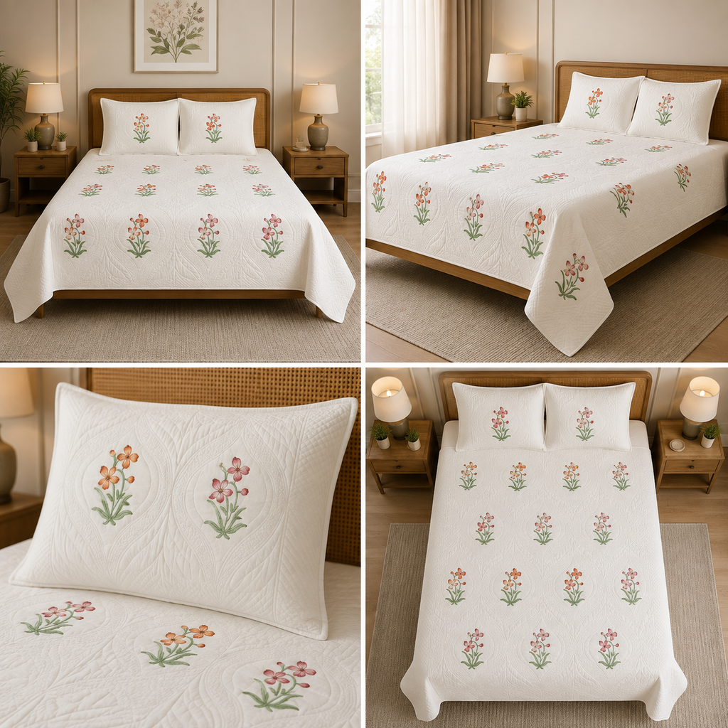 Motif Muslin Quilted Bedcover – King Size Luxury Product Code :- 55B365RKEH