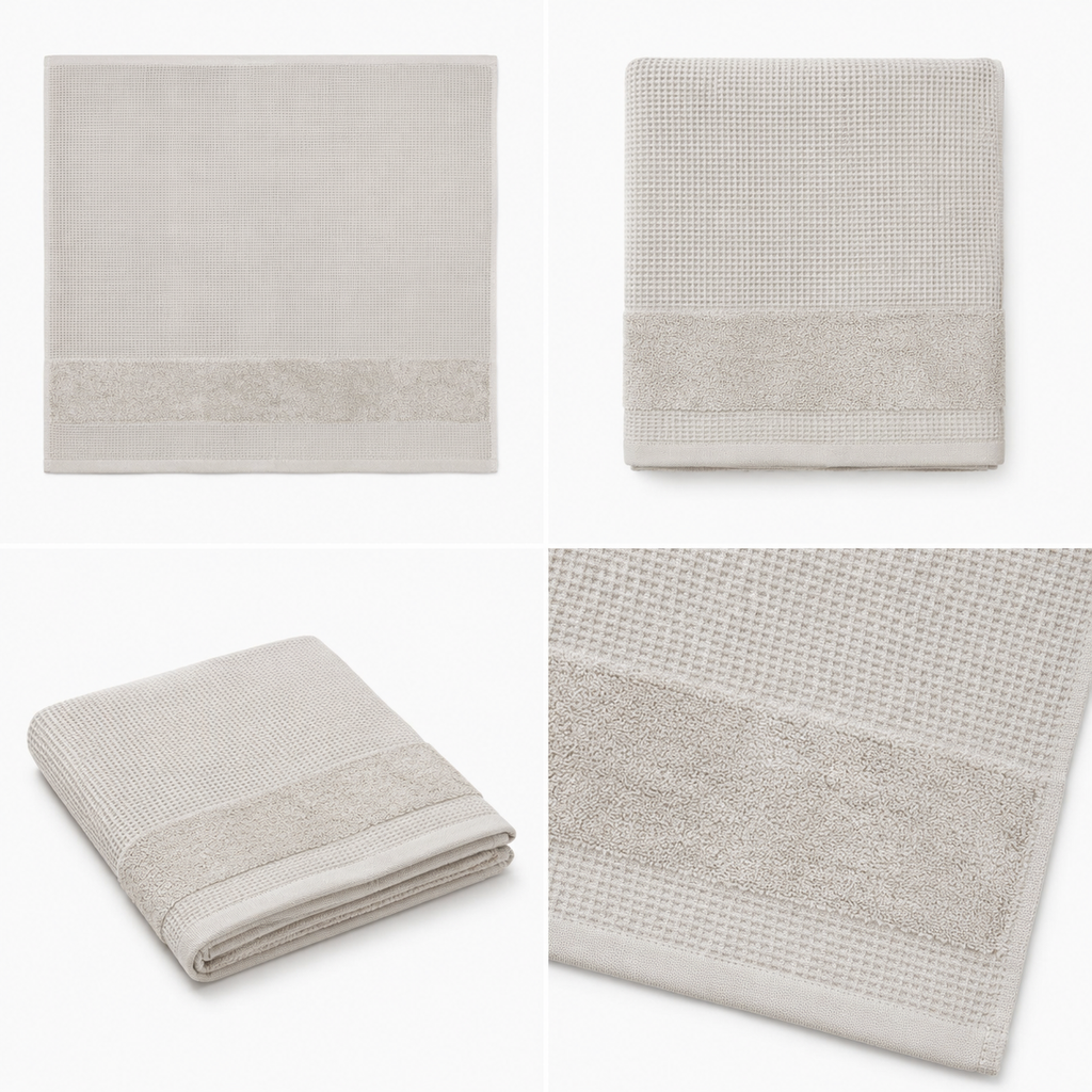 Luxe Pocket Waffle Terry Cotton Bath Towel – 75 × 150 CM | Textured Designer Bath Towel