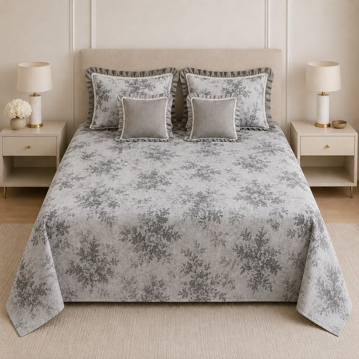 5 Piece Ruffle Bedspread Set – Elegant Bedroom Collection Product Code :- 55B185KEH