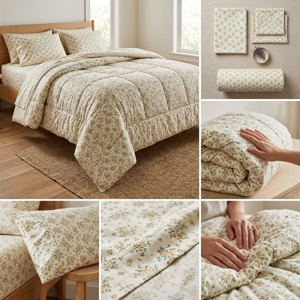 Aroma Meadow Luxe 4 Pcs King Size Comforter Set – Floral Reversible Bedding Set