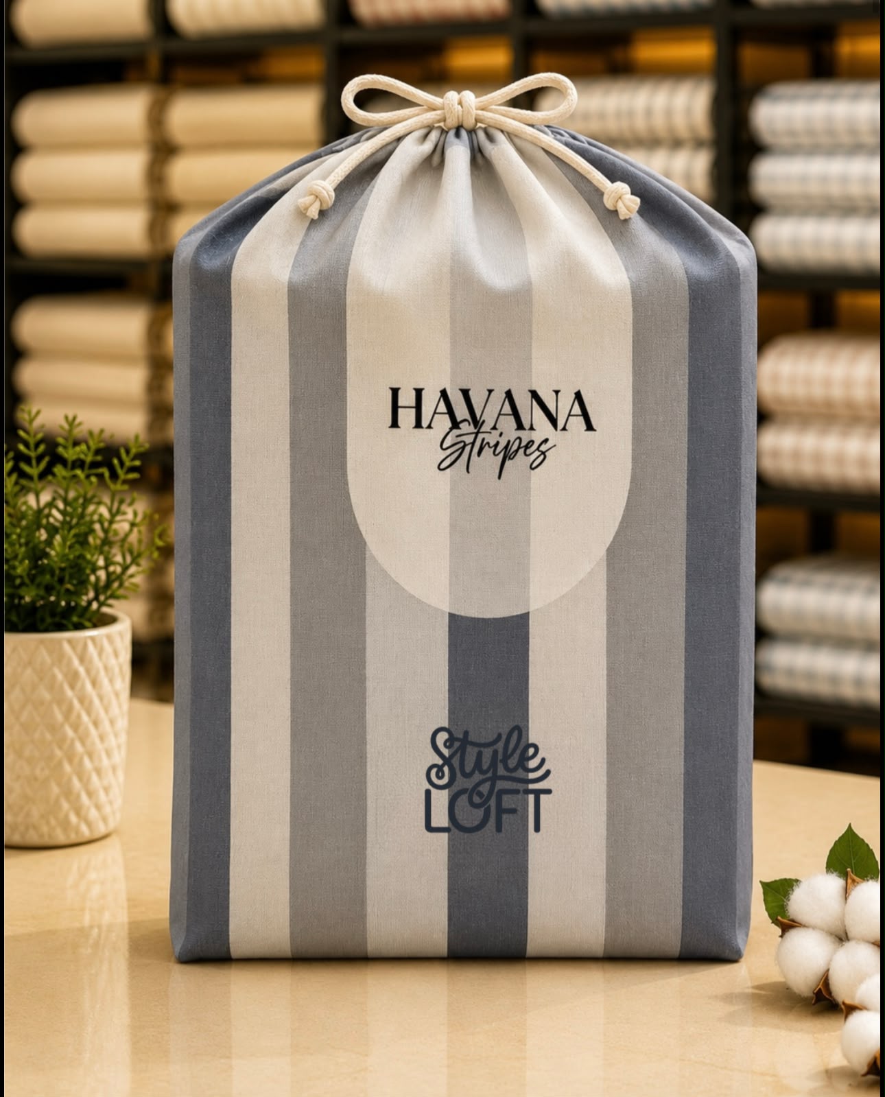 Thick Cotton Havana Stripes Bedsheet Set | King Size