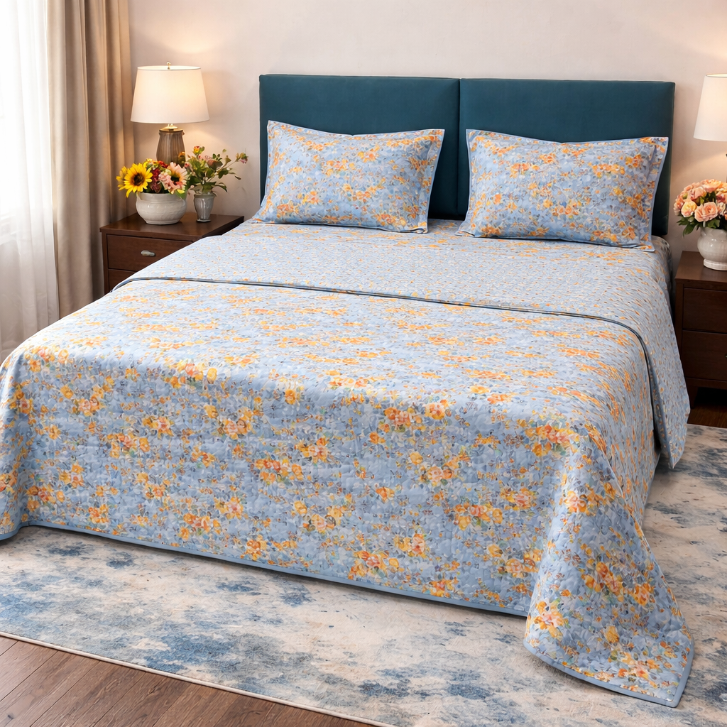 Premium 4 PC Mulmul AC Quilt Set – Organic Cotton Summer Collection