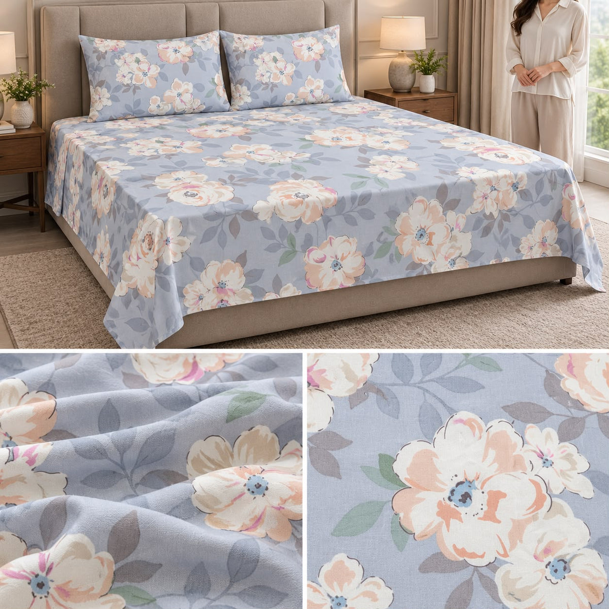 Signature Elegance Luxury Designer Printed Bedsheet Set – Super Jumbo King Size 122 x 122 Inch