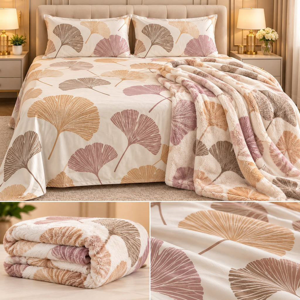 Bella Rose Luxe Winter Bedding Combo – 4 Pcs Double Bed Bedsheet Set