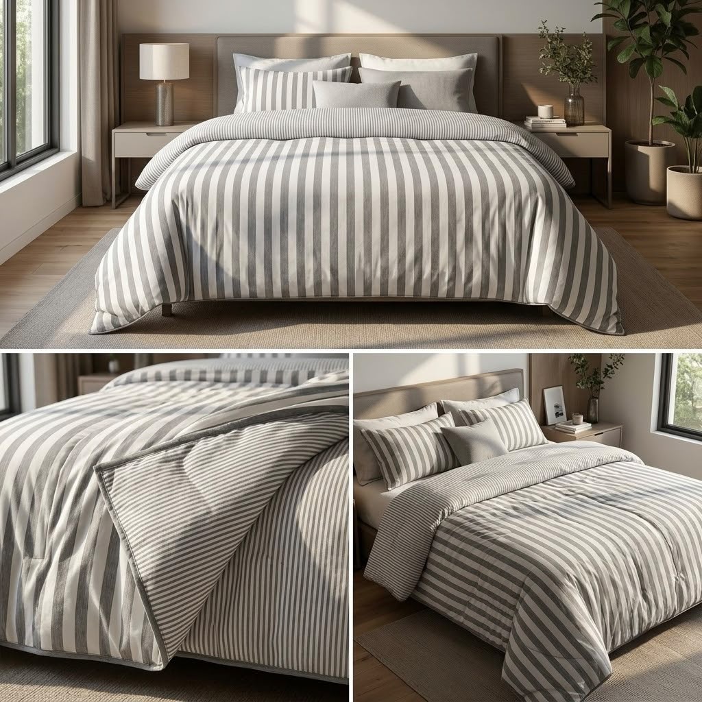 Striped Double Bed Comforter | Ultra Soft & Cozy