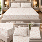 English Meadow 100% Cotton King Fitted Bedsheet – 3 Pcs Set
