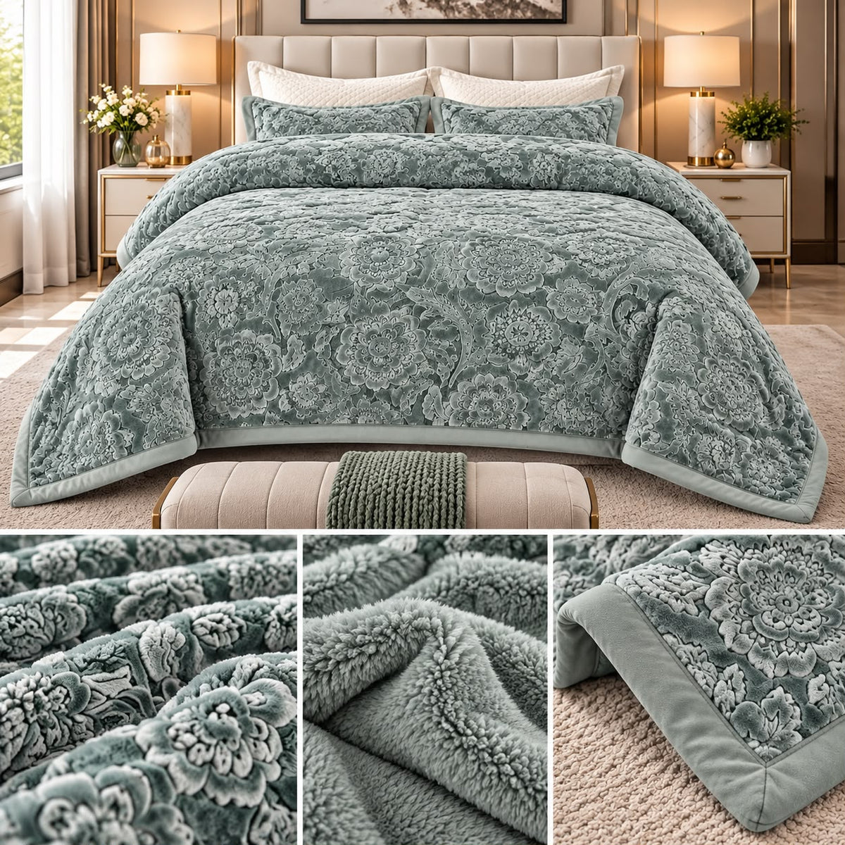 Feather Touch Triple Ply Luxury Winter Blanket – Double Bed | Heavy & Super Soft Product Code :- 55B335RKEH