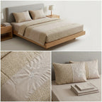 Serene Bloom Luxe Linen Cotton 4-Piece Comforter Set – Premium Embroidered Bedding Collection Product Code :- 55B525RKEH