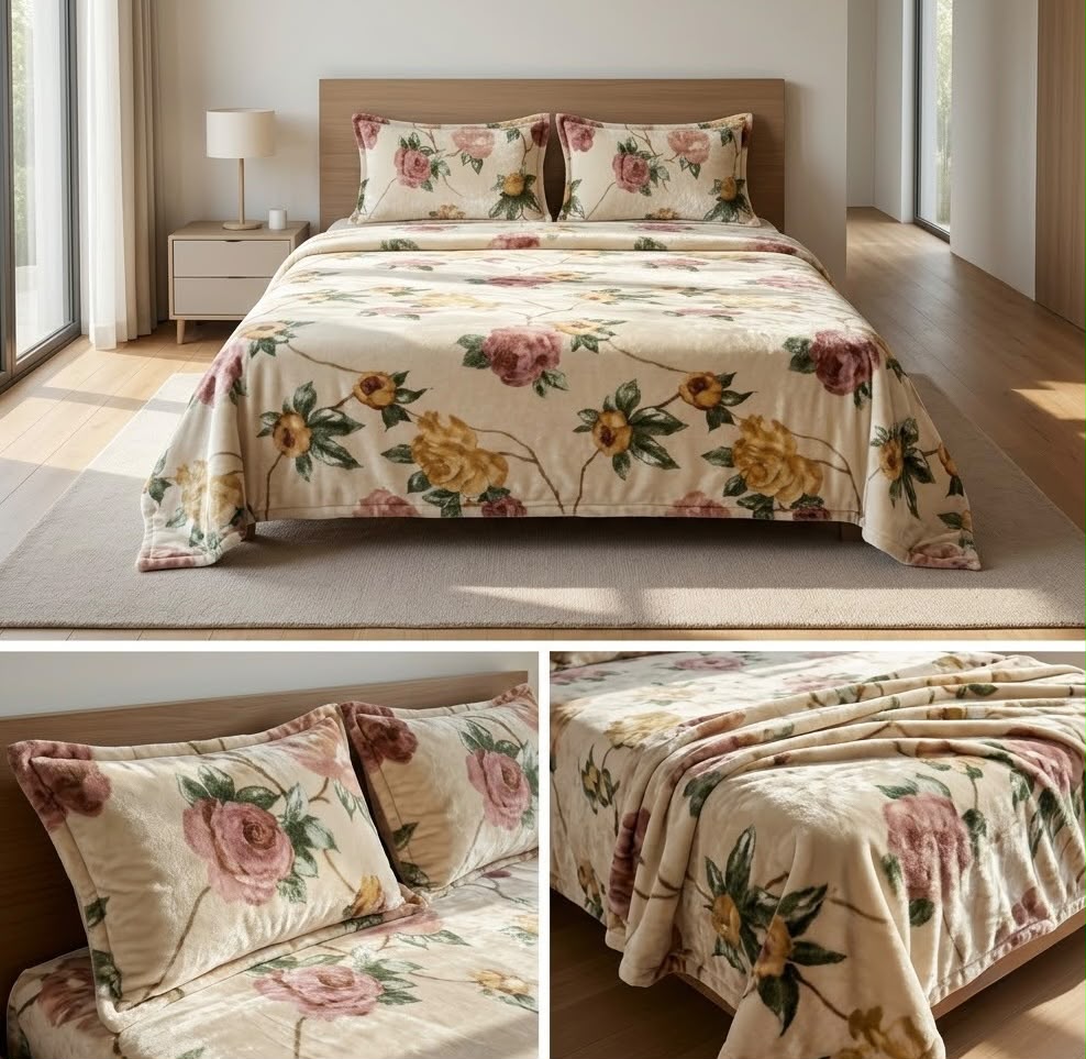 Plush Winter Bedsheet Set – Ultra Soft & Cozy King Size (3 Pcs)