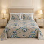 Floral King Size Bedsheet with Designer Lace Pillow Covers (108 x 108 Inches) Product Code:- 55B1099001250KEH