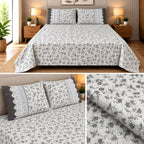 English Meadow Lace Cotton Bedsheet Set – King Size 3 Pcs