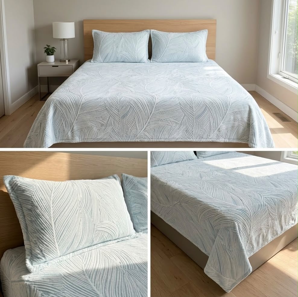 Embossed Winter Bedsheet Set – Ultra Soft & Cozy King Size (3 Pcs)