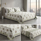 Heritage Block Print Cotton Bedsheet Set – King Size 3 Pcs