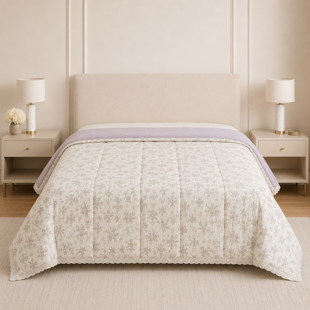 Floral  Lace Comforter – Single Bed Size (160 × 220 cm) 🌸 Product Code:- 55B150RKEH