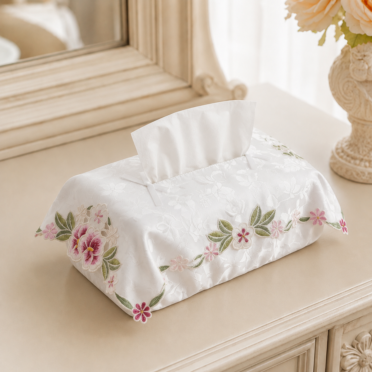 Elegant Embroidered Tissue Box Cover Product Code :- 55B49RKEH