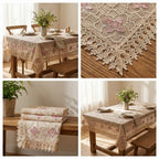 Premium Lace Dining Table Cover – 4 Seater