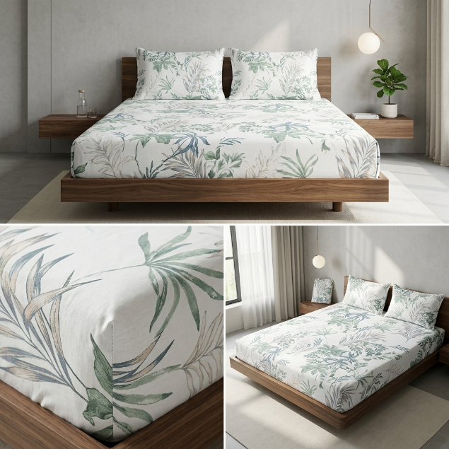Classical Design Elastic/Fitted Bedsheets Pure Mulmul Cotton 108 BY 108 Inch Product Code :- 55B135RKEH