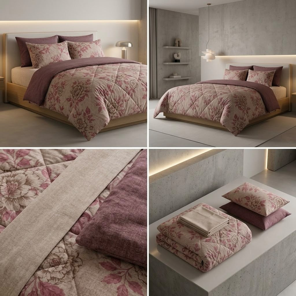 Super Soft 4 Pcs Premium Ribbed Cotton Comforter Set - King Size Product Code :- 55B195RKEH