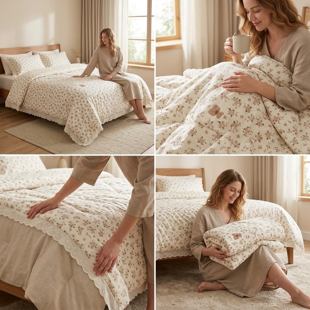 Lavender Cottage Reversible Comforter – Double Bed 230 × 250 CM