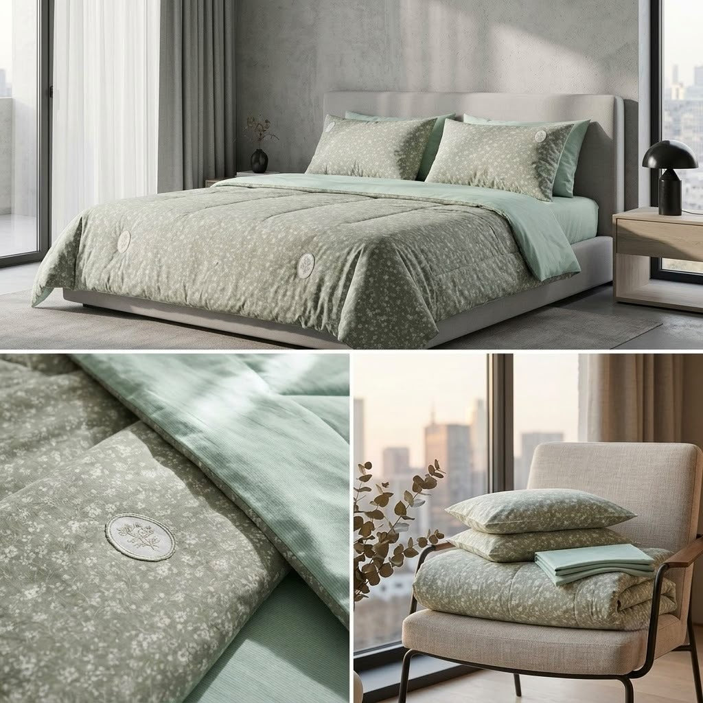 Austin Sage Bloom 4 Pcs King Size Comforter Bedsheet Set