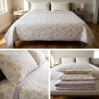 Luxury Floral Quilted Bedcover Set with Elegant Border Detailing – King Size (3 Pcs)
