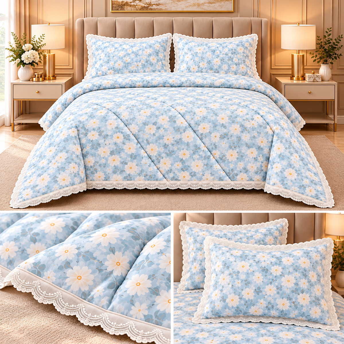 Lavender Bloom Floral Comforter Set – King Size 3 Pcs Product Code :- 55B325RKEH