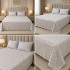 English Floral Print King Size Bedsheet with Lace Pillow Covers – 250 × 270 cm