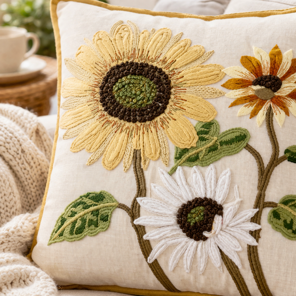 Hand Embroidered Cushion Covers – 20 x 20 Inch (Cotton Base)