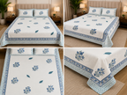600 TC Percale Cotton Lily Design King Size Bedsheet – 108 × 108