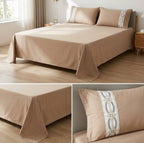 Luxury 100% Pure Bamboo Cotton Bedsheet Set with Embroidered Pillow Covers – 108 X 108