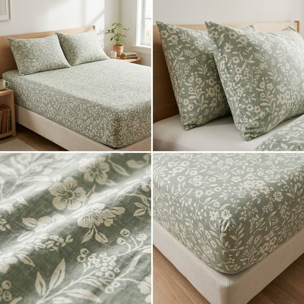 Elegance 100% Cotton King Size Fitted Bedsheet Set – 3 Pcs