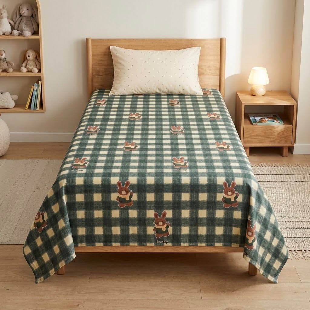 Premium Kids Cartoon Printed Single Bedsheet Set – 100 % Pure Cotton