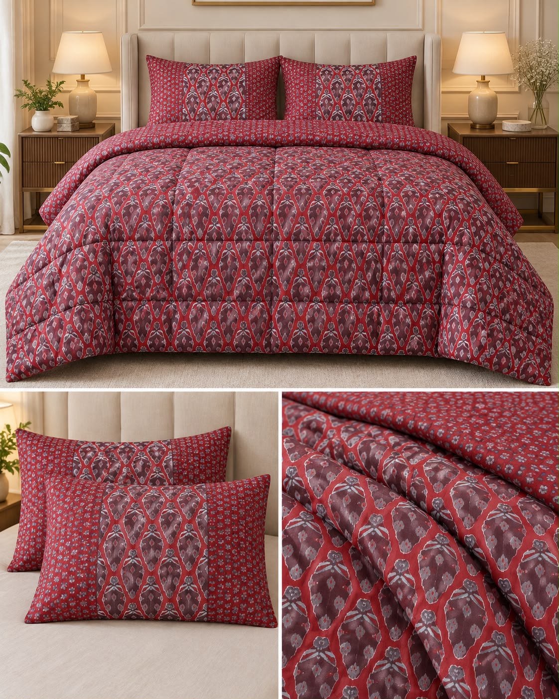 Premium 4 PC Mulmul AC Quilt Set – Organic Cotton Summer Collection Product Code :- 55B385RKEH