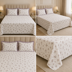 English Floral Print King Size Bedsheet with Lace Pillow Covers – 250 × 270 cm