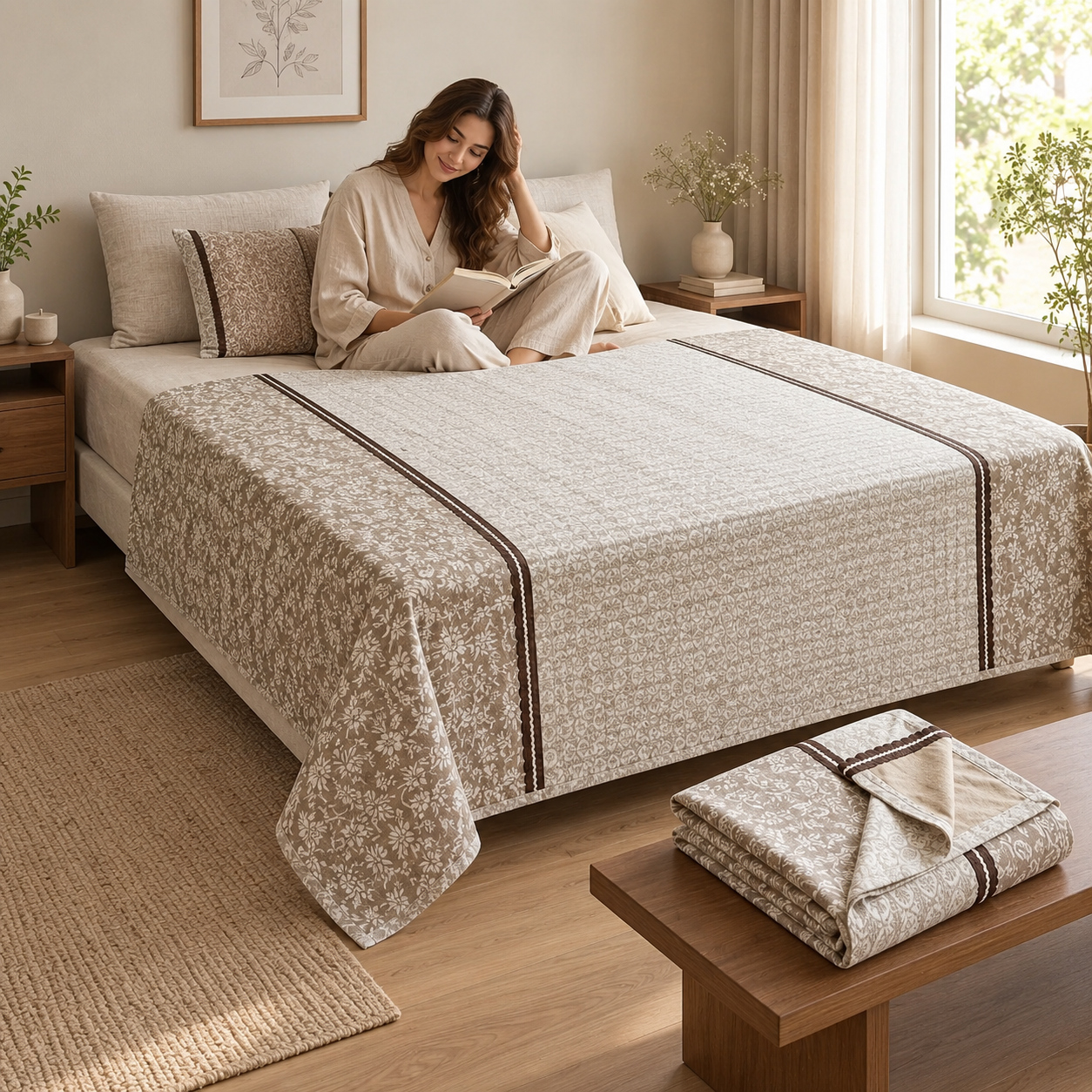 Double Muslin Reversible Dohar – 300 Thread Count | Premium Summer Comfort Product Code :- 55B149RKEH