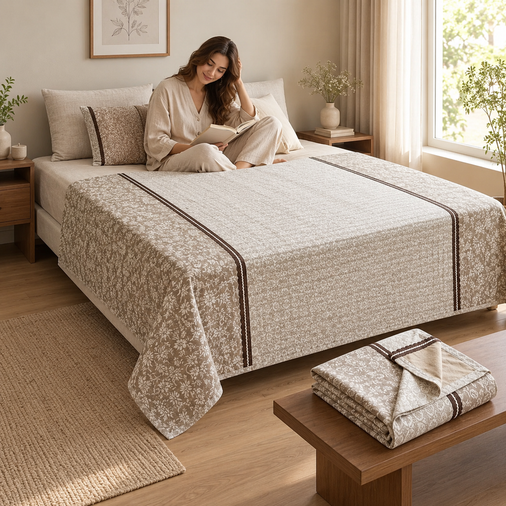 Double Muslin Reversible Dohar – 300 Thread Count | Premium Summer Comfort Product Code :- 55B149RKEH